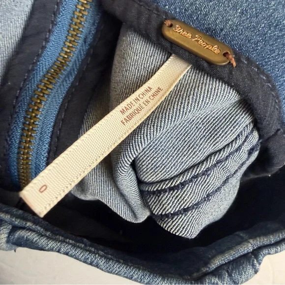 Free People Two Toned Panel Denim Mini Skirt size 0 - Picture 5 of 5